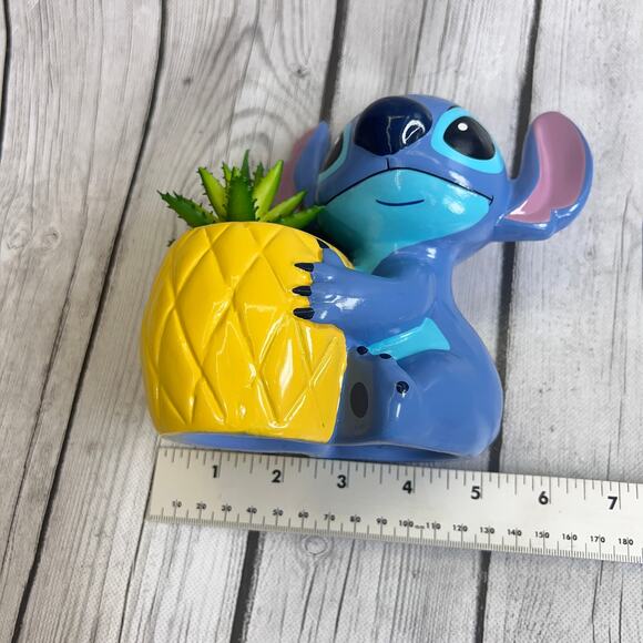 Disney Stitch Planter Figurine – 5.5" Tall – Pineapple Pot with Faux Plant - Picture 8 of 9